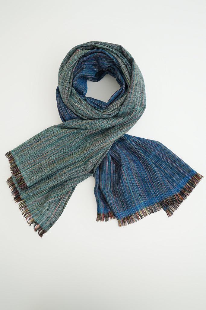 Handwoven Cashmere Ikat Stripes Large Scarf | Kashmir Loom