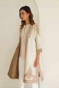 Corner Buta Hand Embroidered Wool Choga Ivory