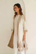 Corner Buta Hand Embroidered Wool Choga Ivory