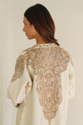 Corner Buta Hand Embroidered Wool Choga Ivory