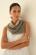Kashmir Loom Terrace Ikat Cashmere Neck Scarf 70 x 70 cms