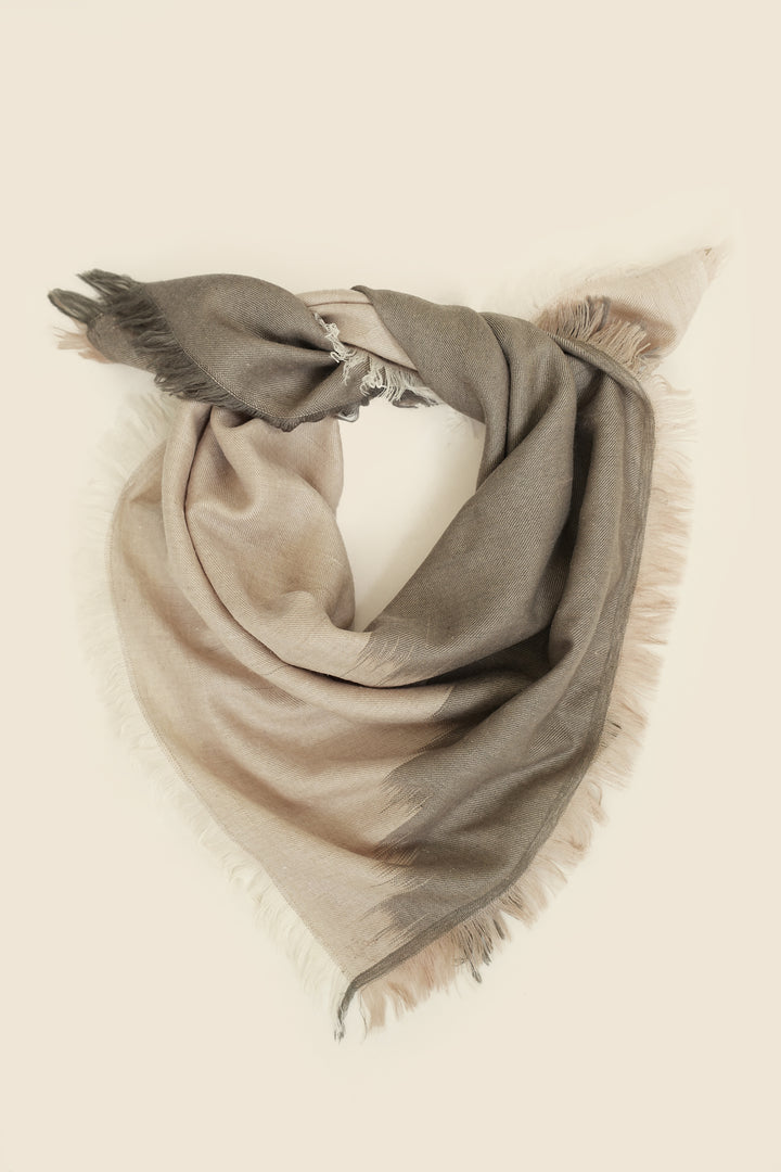 Kashmir Loom Terrace Ikat Cashmere Neck Scarf 70 x 70 cms