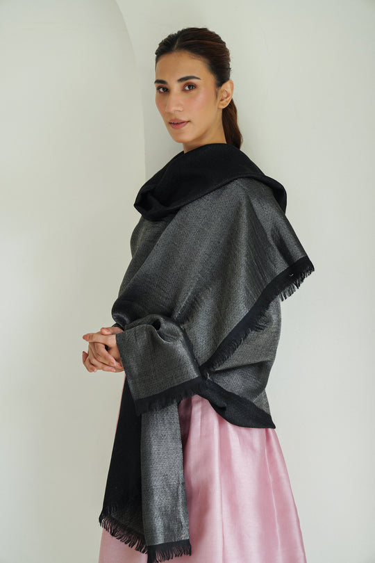Metallic Cashmere Reversible Women's Shawl and Stole | Kashmir Loom