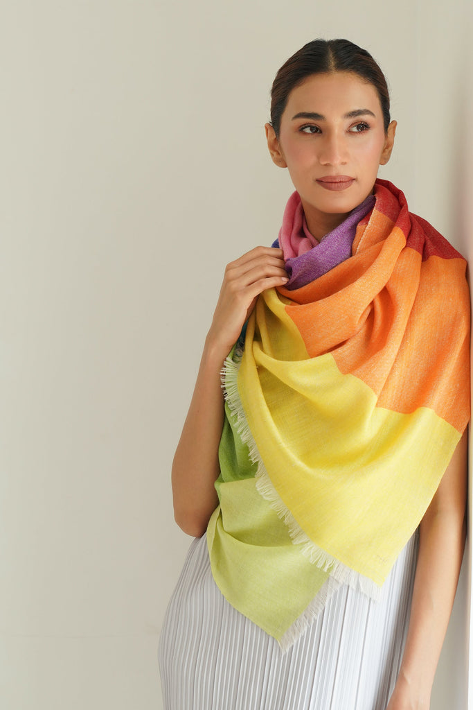 Handwoven Cashmere Stripes Stole | Kashmir Loom