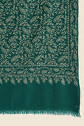 Sozni Rahbar Jaaldar Hand Embroidered Pashmina Shawl Ultramarine Green
