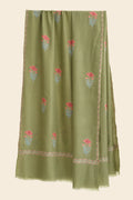 Sozni Zaza Allover Buti Hand Embroidered Pashmina Shawl Botanic