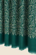Sozni Rahbar Jaaldar Hand Embroidered Pashmina Shawl Ultramarine Green