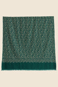 Sozni Rahbar Jaaldar Hand Embroidered Pashmina Shawl Ultramarine Green