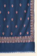 Sozni Rouhi Butidar Hand Embroidered Pashmina Large Shawl Midnight