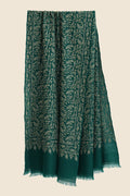 Sozni Rahbar Jaaldar Hand Embroidered Pashmina Shawl Ultramarine Green