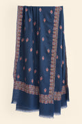 Sozni Rouhi Butidar Hand Embroidered Pashmina Large Shawl Midnight