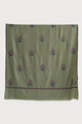 Kashmir Loom Sozni Alya Bail Buta Hand Embroidered Pashmina Shawl Sage