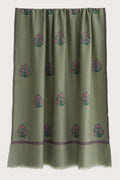 Kashmir Loom Sozni Alya Bail Buta Hand Embroidered Pashmina Shawl Sage