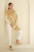 Kashmir Loom Sozni Ambi Bail Buti Hand Embroidered Pashmina Shawl Butter