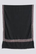 Kashmir Loom Sozni Arzu Borderdar Hand Embroidered Pashmina Stole Black