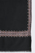 Kashmir Loom Sozni Arzu Borderdar Hand Embroidered Pashmina Stole Black