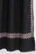 Kashmir Loom Sozni Arzu Borderdar Hand Embroidered Pashmina Stole Black