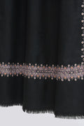 Kashmir Loom Sozni Arzu Borderdar Hand Embroidered Pashmina Stole Black