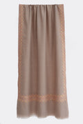 Kashmir Loom Sozni Arzu Borderdar Hand Embroidered Pashmina Stole Taupe