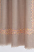 Kashmir Loom Sozni Arzu Borderdar Hand Embroidered Pashmina Stole Taupe