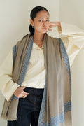 Kashmir Loom Sozni Arzu Dordar Hand Embroidered Pashmina Shawl Stone