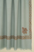 Kashmir Loom Sozni Aylin Corner Buta Hand Embroidered Pashmina Shawl Baltic