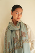 Kashmir Loom Sozni Aylin Corner Buta Hand Embroidered Pashmina Shawl Baltic