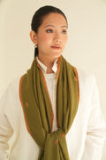 Kashmir Loom Sozni Bail Buti Hand Embroidered Pashmina Stole Lichen