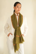 Kashmir Loom Sozni Bail Buti Hand Embroidered Pashmina Stole Lichen