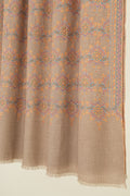 Kashmir Loom Sozni Butidar Jaaldar Hand Embroidered Pashmina Shawl Natural