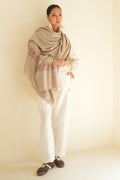 Kashmir Loom Sozni Dordar Butadar Hand Embroidered Pashmina Shawl Natural