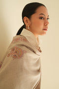 Kashmir Loom Sozni Dordar Butadar Hand Embroidered Pashmina Shawl Natural