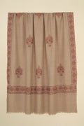 Kashmir Loom Sozni Dordar Butadar Hand Embroidered Pashmina Shawl Natural