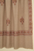Kashmir Loom Sozni Dordar Butadar Hand Embroidered Pashmina Shawl Natural