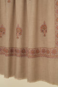 Kashmir Loom Sozni Dordar Butadar Hand Embroidered Pashmina Shawl Natural