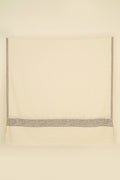Kashmir Loom Sozni Dordar Hand Embroidered Pashmina Shawl Ivory