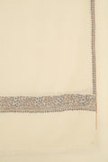 Kashmir Loom Sozni Dordar Hand Embroidered Pashmina Shawl Ivory