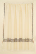 Kashmir Loom Sozni Dordar Hand Embroidered Pashmina Shawl Ivory