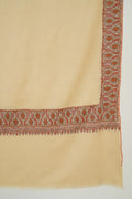 Kashmir Loom Sozni Dordar Hand Embroidered Pashmina Shawl Light Peach