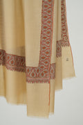 Kashmir Loom Sozni Dordar Hand Embroidered Pashmina Shawl Light Peach
