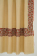Kashmir Loom Sozni Dordar Hand Embroidered Pashmina Shawl Light Peach