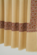 Kashmir Loom Sozni Dordar Hand Embroidered Pashmina Shawl Light Peach