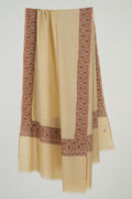 Kashmir Loom Sozni Dordar Hand Embroidered Pashmina Shawl Light Peach