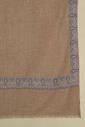Kashmir Loom Sozni Dordar Hand Embroidered Pashmina Shawl Natural Grey