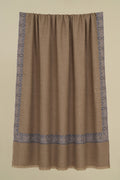 Kashmir Loom Sozni Dordar Hand Embroidered Pashmina Shawl Natural Grey