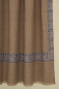Kashmir Loom Sozni Dordar Hand Embroidered Pashmina Shawl Natural Grey