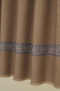 Kashmir Loom Sozni Dordar Hand Embroidered Pashmina Shawl Natural Grey