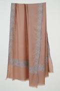 Kashmir Loom Sozni Dordar Hand Embroidered Pashmina Shawl Dry Rose