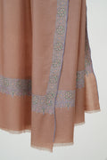 Kashmir Loom Sozni Dordar Hand Embroidered Pashmina Shawl Dry Rose