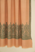 Kashmir Loom Sozni Palledar Hand Embroidered Pashmina Shawl Blush Green